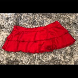 Red stretch satin swim skirt